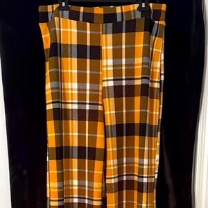 Women’s Yellow Plaid Wide-Leg Pants